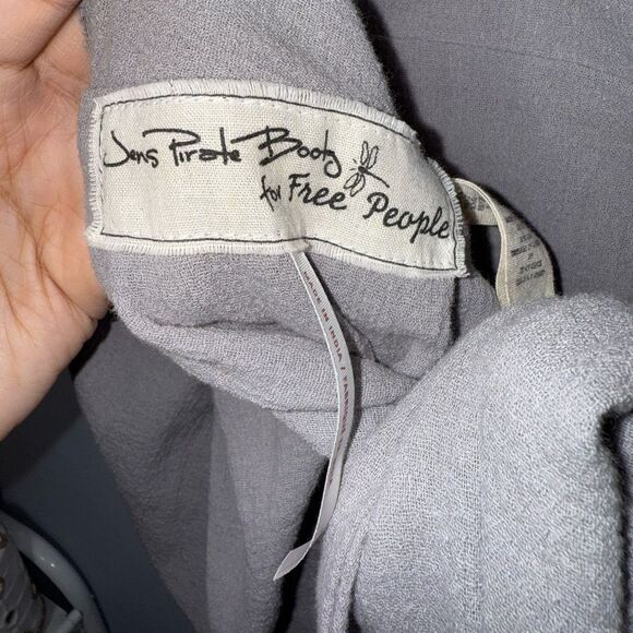 Jen’s Pirate Booty x Free People Puff Sleeve Tie Cropped BOHO Blouse Small EUC - Picture 5 of 9